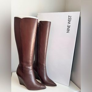 Nine West leather Varin boots- brown. New. Never used. Box included